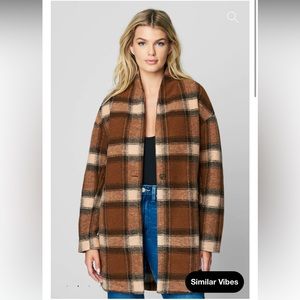 NWT Evereve BlankNYC Wanderer Plaid Coat size medium